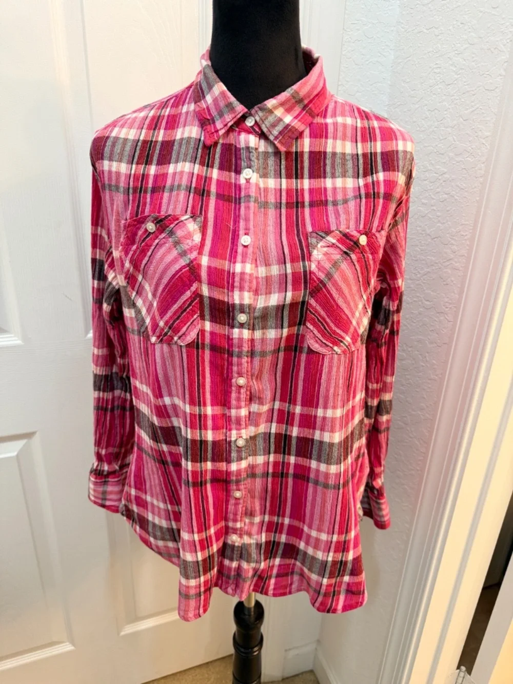 Lauren Ralph Lauren Pink Plaid Western Shirt – Women’s Size L - Picture 2 of 8